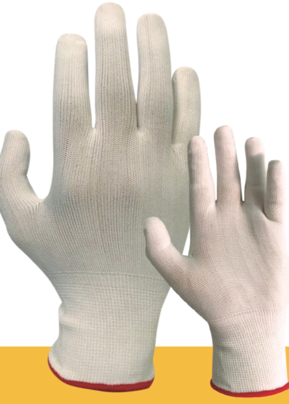 15.- GUANTES DE NYLON BLANCO SIN RECUBRIMIENTO