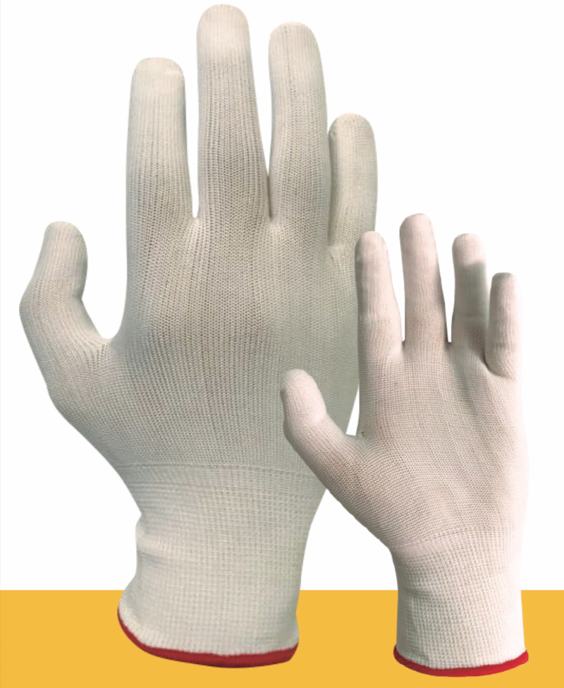 15.- GUANTES DE NYLON BLANCO SIN RECUBRIMIENTO