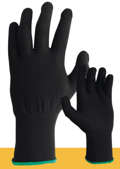 16.- GUANTES DE NYLON NEGRO SIN RECUBRIMIENTO