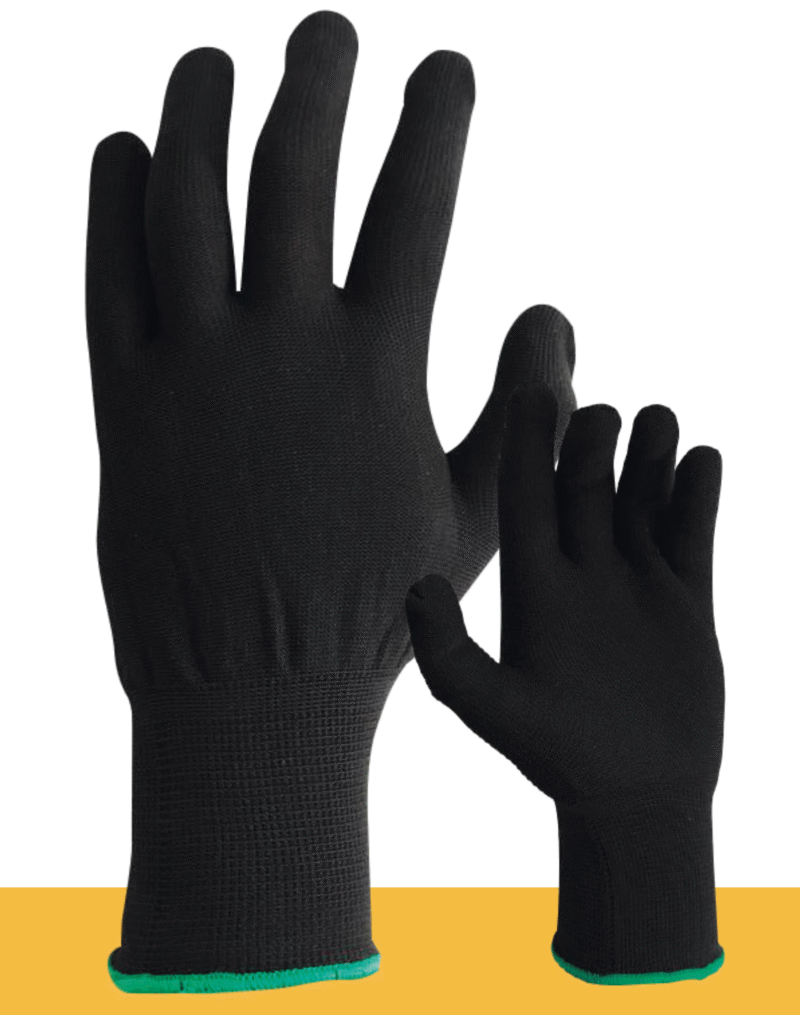 16.- GUANTES DE NYLON NEGRO SIN RECUBRIMIENTO