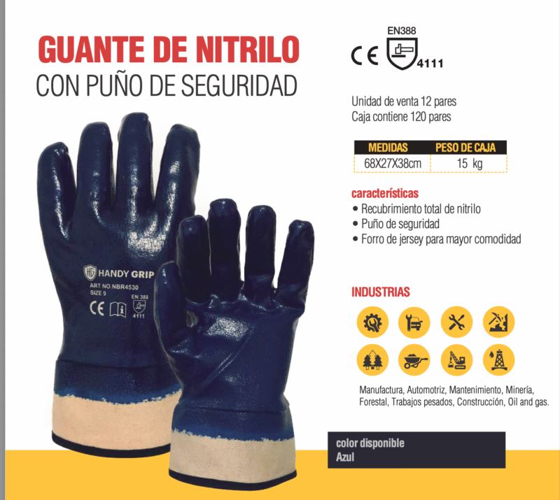 17.- GUANTES DE NITRILO PUÑO SEGURIDAD