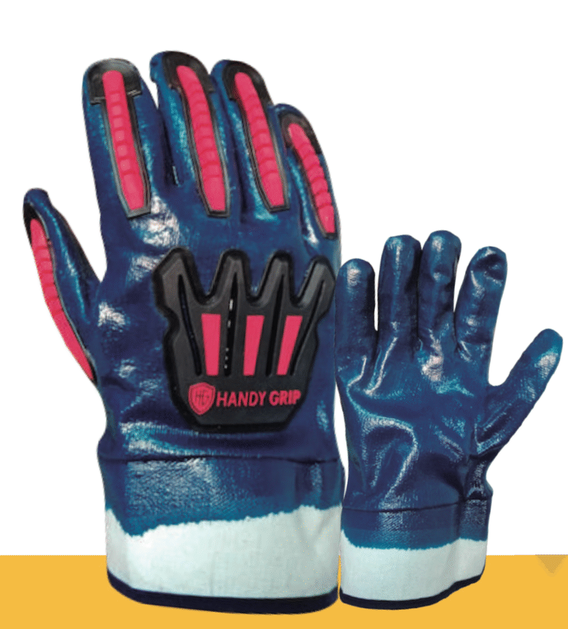 18.- GUANTES DE NITRILO CON PUÑO DE SEGURIDAD Y PROTECCION CONTRA IMPACTO