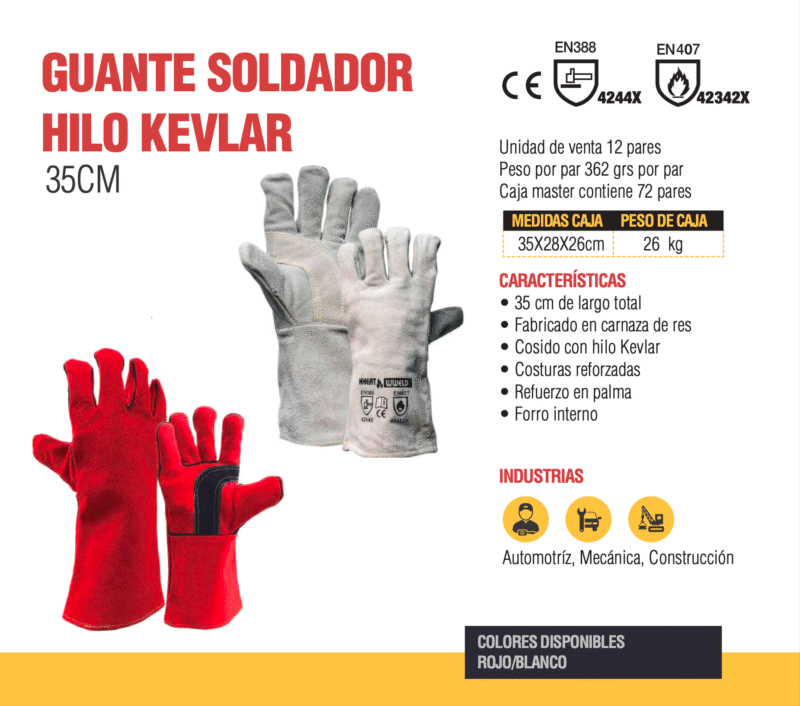 30. GUANTES SOLDADOR GRIS KEVLAR REFUERZO PALMA