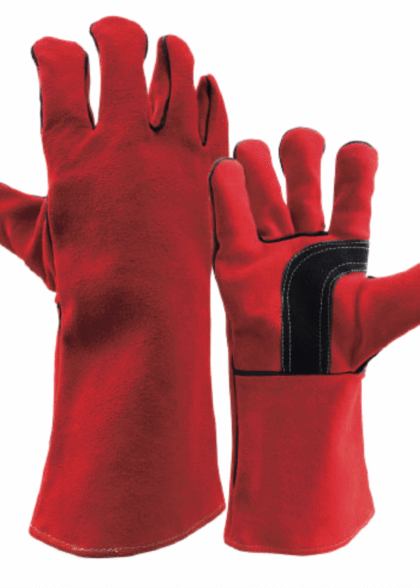 30.- GUANTES SOLDADOR ROJO KEVLAR REFUERZO PALMA