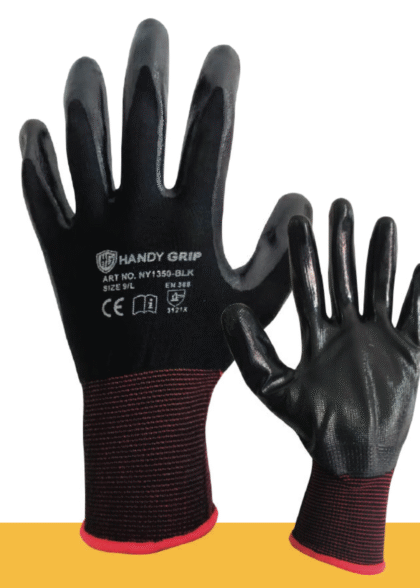 6.- GUANTES DE POLIESTER CON PALMA DE NITRILO LISO