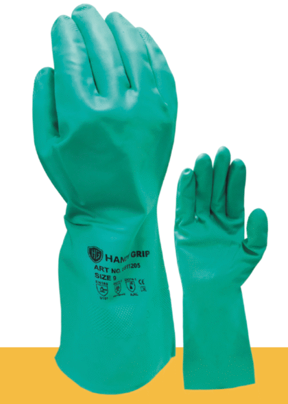 8.- GUANTES DE NITRILO VERDE PARA QUIMICOS