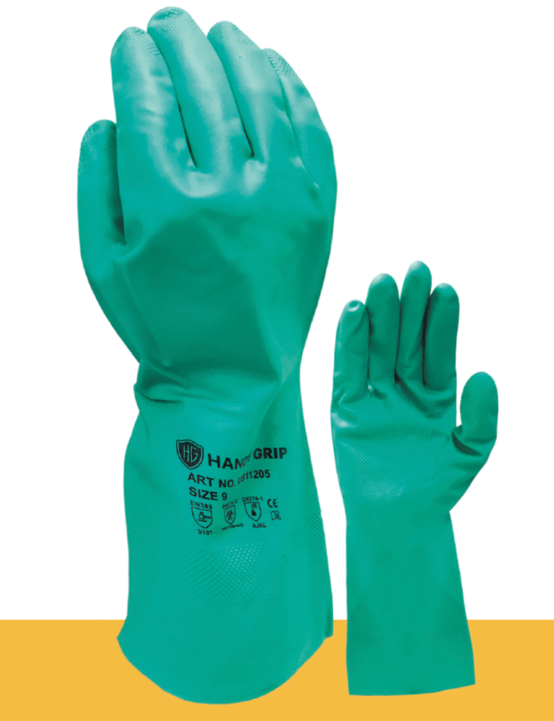 8.- GUANTES DE NITRILO VERDE PARA QUIMICOS