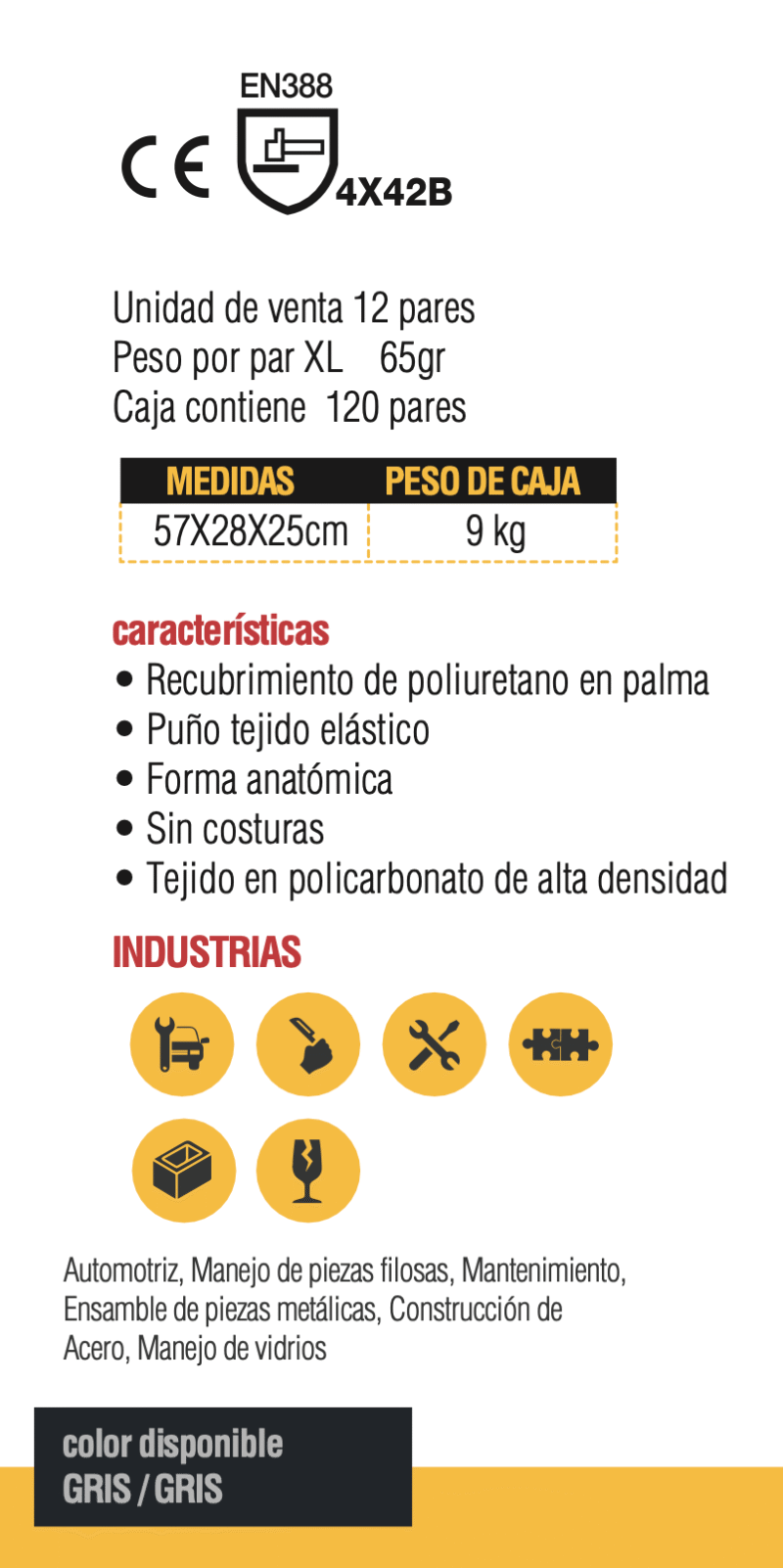 DOCENA DE GUANTES ANTICORTE NIVEL 3 DYNEEMA