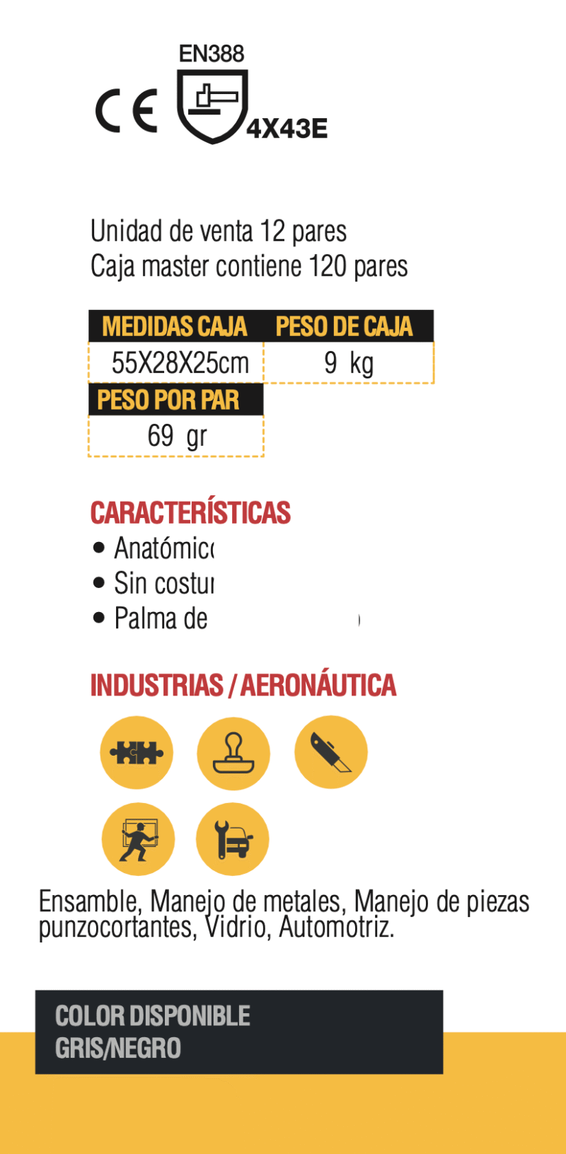 DOCENA DE GUANTES ANTICORTE NIVEL 5 CON PALMA DE NITRILO ARENOSO