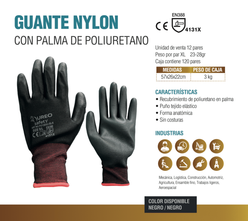 UREO 5.- GUANTES DE NYLON CON PALMA POLIURETANO
