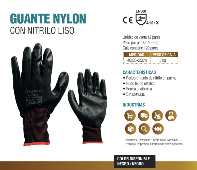 UREO 6. GUANTES DE NYLON NITRILO LISO
