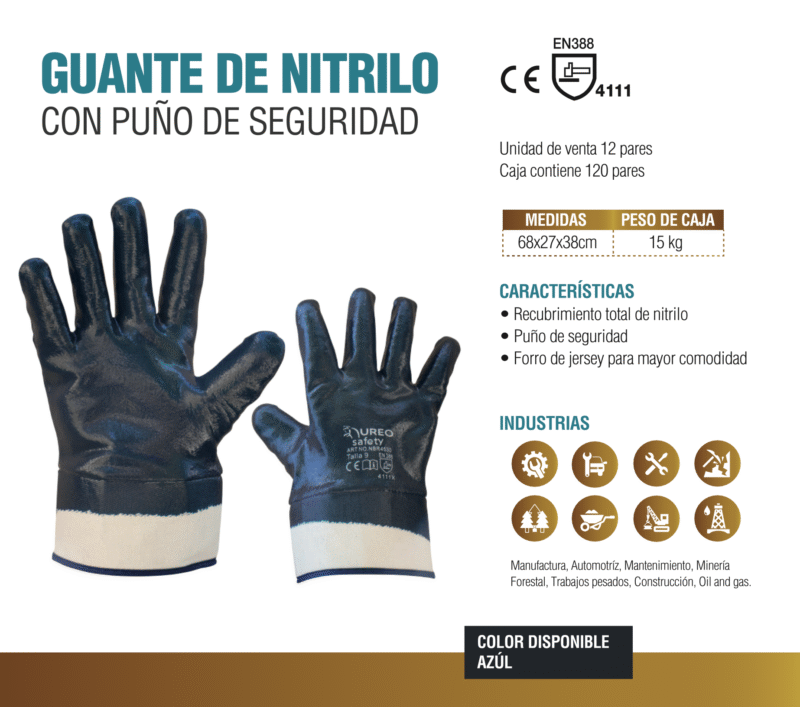UREO 7.-GUANTES DE NITRILO PUÑO DE SEGURIDAD
